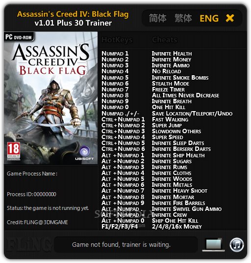 Trainer Assassin's creed 4: Black Flag {FLiNG} - Trainers & Hacks Offline -  GGames