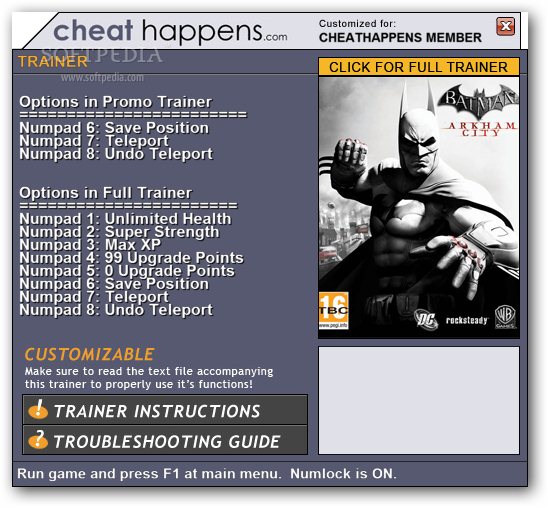 Batman: Arkham City GOTY +3 Trainer Download