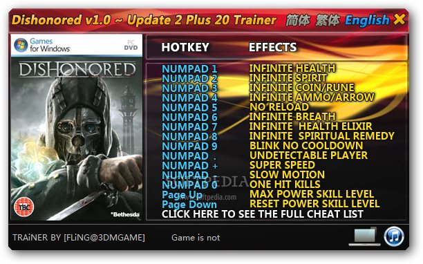 Dishonored 2 Cheats & Trainers for PC