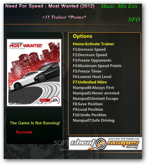 need for speed most wanted part unlock everything trainer
