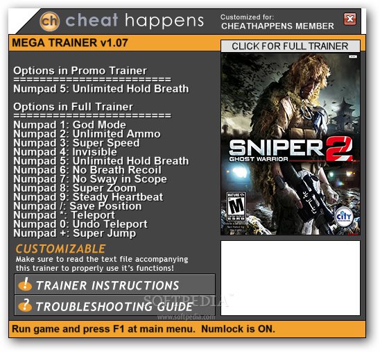 sniper ghost warrior 2 trainer free download