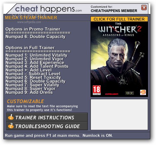 The Witcher 2: Assassins of Kings: Enhanced Edition +7 Trainer for 3.0  Download