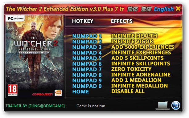 The Witcher 2: Assassins of Kings: Enhanced Edition +7 Trainer for 3.0  Download