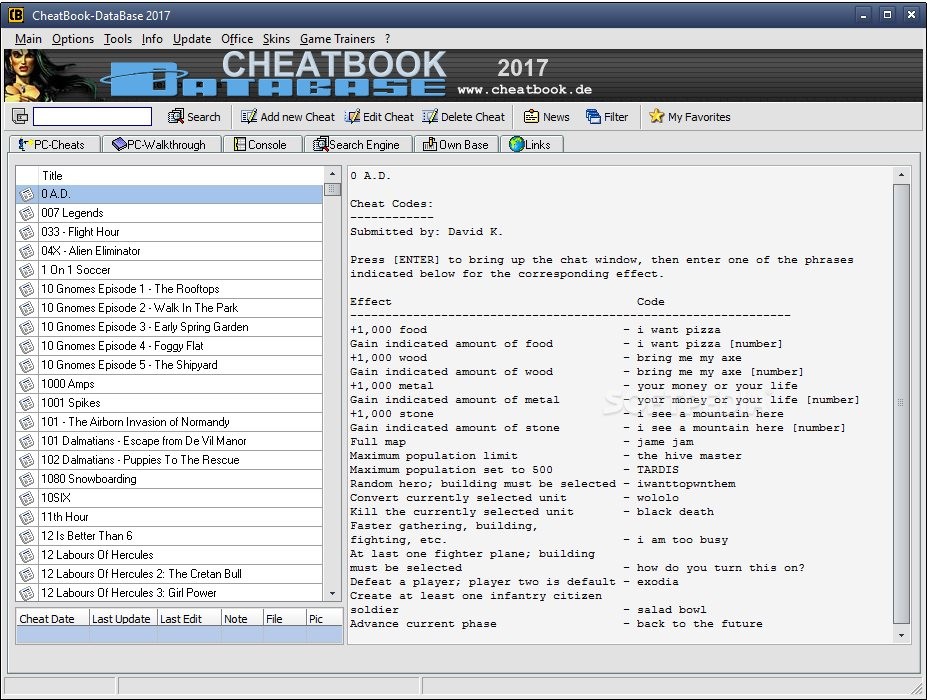 Access Game Cheats And Cheat Codes With Cheatbook Database