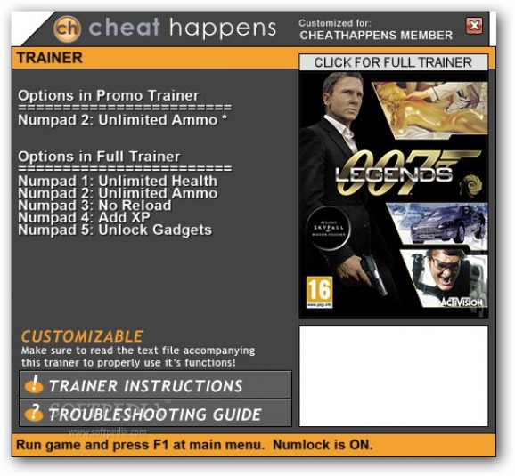 007 Legends +1 Trainer screenshot