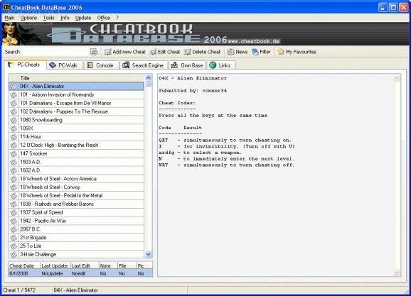 CheatBook DataBase 2006 screenshot