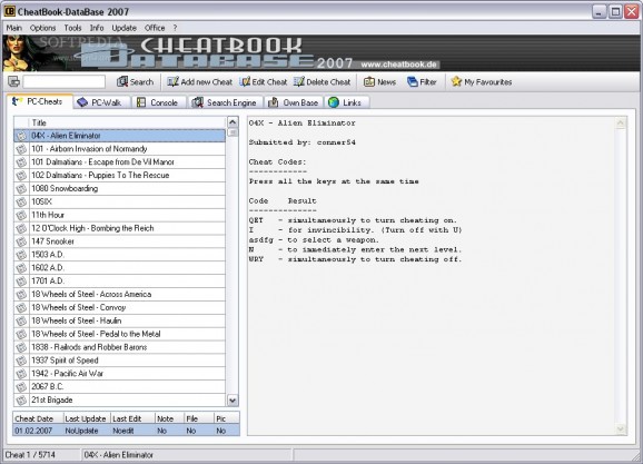CheatBook DataBase 2007 screenshot