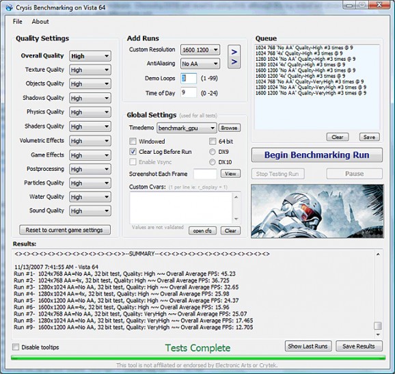 Crysis - Benchmarking Tool screenshot