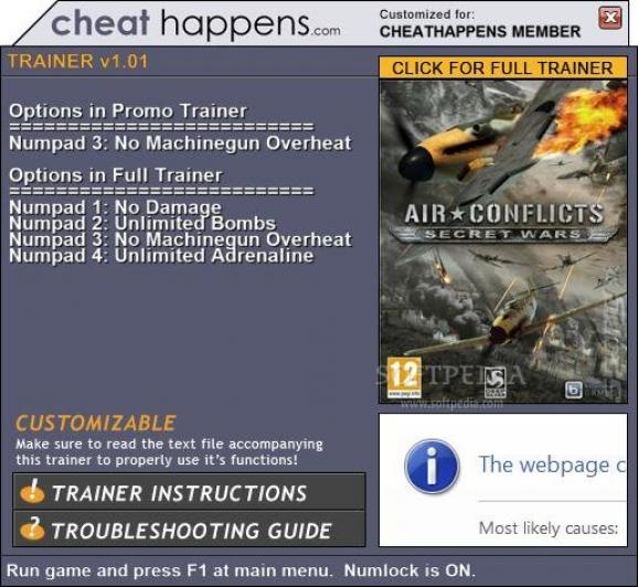 Air Conflicts: Secret Wars +1 Trainer screenshot