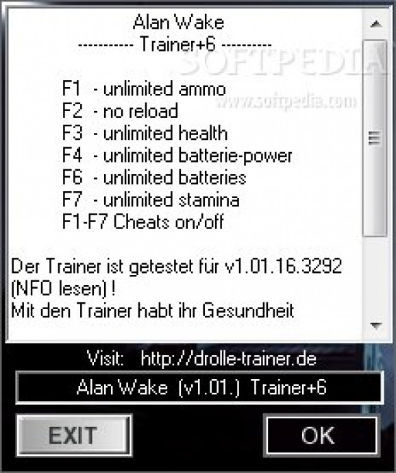 Alan Wake +6 Trainer screenshot