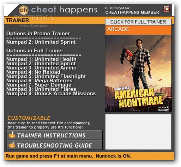 Alan Wake's American Nightmare +1 GoG Trainer screenshot