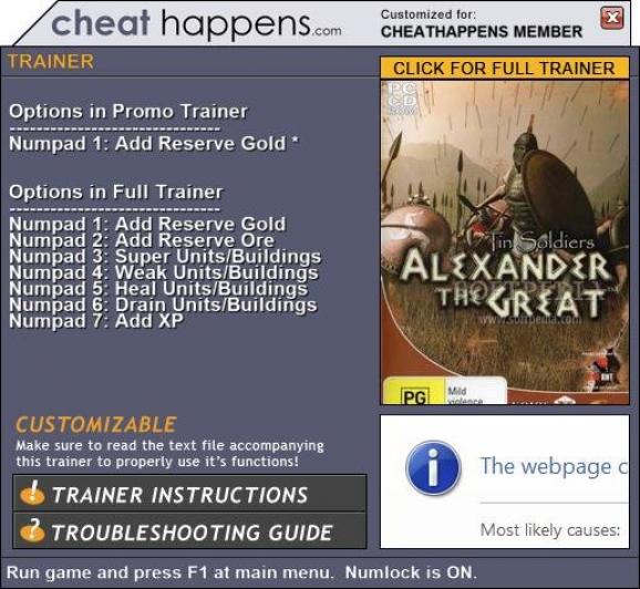 Alexander the Great +1 Trainer screenshot
