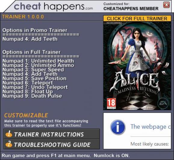 Alice: Madness Returns +1 Trainer screenshot