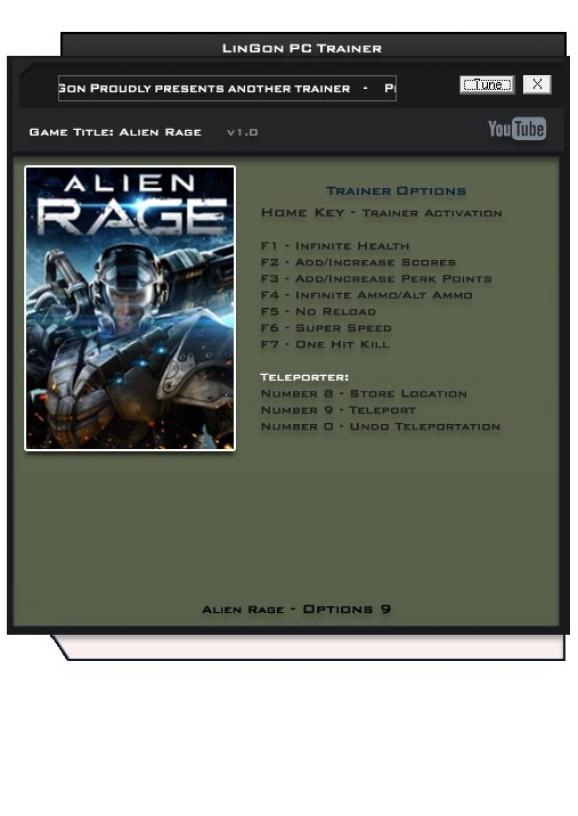 Alien Rage +9 Trainer for 1.0 screenshot