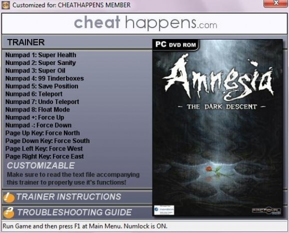 Amnesia: The Dark Descent +14 Trainer screenshot