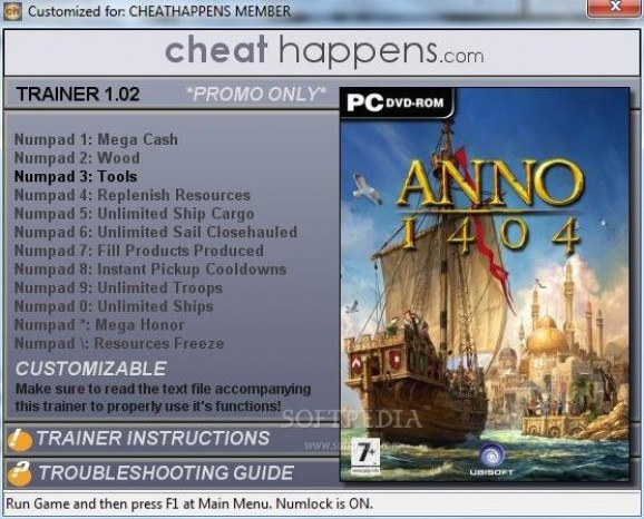 Anno 1404: Dawn of Discovery +1 Trainer for 1.2 screenshot