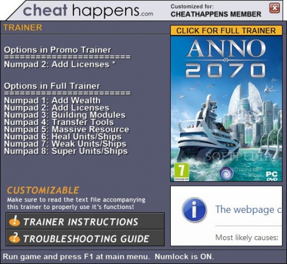 Anno 2070 +1 Trainer screenshot