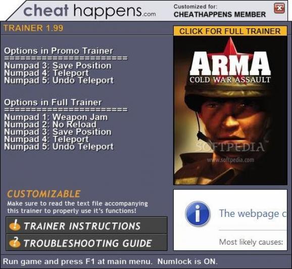 ArmA 2: Cold War Assault +3 Trainer screenshot