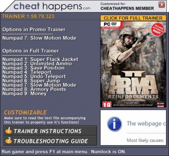 ArmA 2: Reinforcements +1 Trainer screenshot