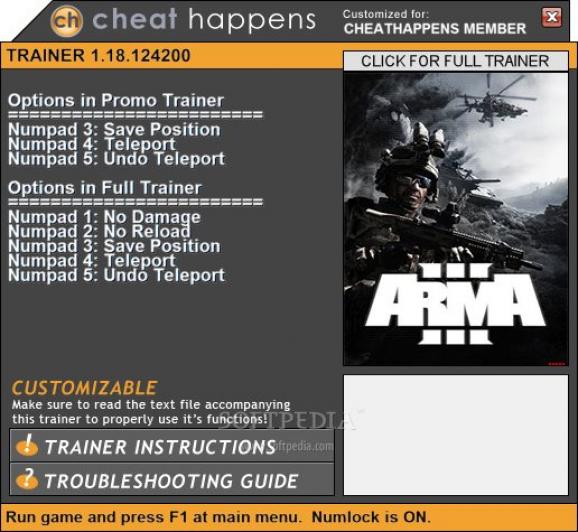ArmA 3 +3 Trainer screenshot