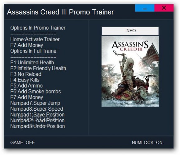 Assassin's Creed III +1 Trainer screenshot
