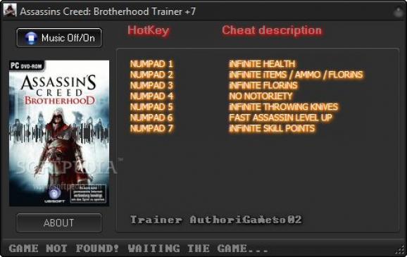 Assassin's Creed: Brotherhood +7 Trainer for 1.02 screenshot
