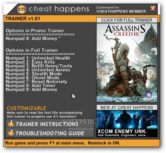 Assassin's Creed III +1 Trainer screenshot