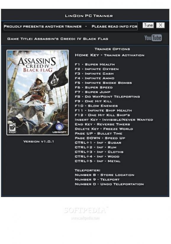 Assassin's Creed IV: Black Flag +24 Trainer for 1.01 screenshot