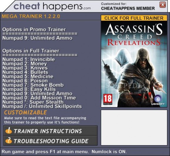 Assassin's Creed Revelations +1 Trainer screenshot