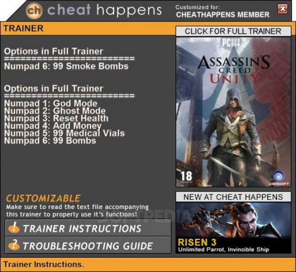 Assassin's Creed: Unity +1 Trainer screenshot