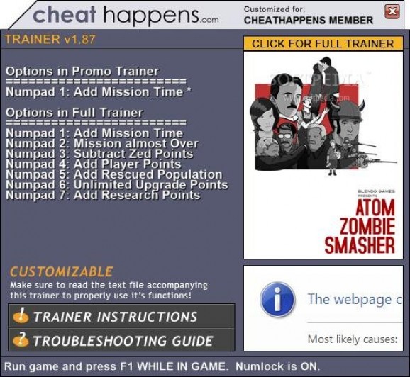 Atom Zombie Smasher +1 Trainer screenshot