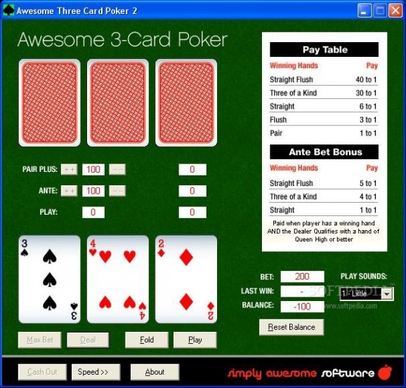 Awesome 3-Card Poker screenshot
