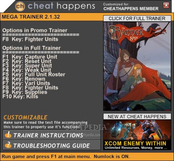 Banner Saga +1 Trainer screenshot