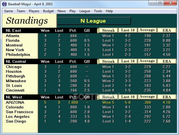 Baseball Mogul 2002 Demo screenshot