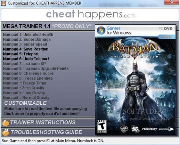 Batman: Arkham Asylum +3 Trainer screenshot