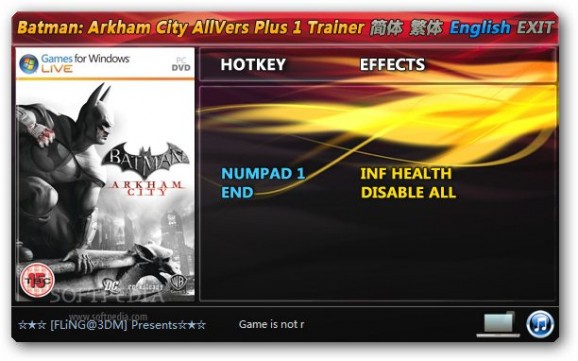 Batman: Arkham City +1 Trainer for 1.0 screenshot