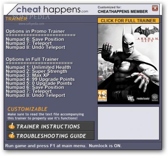 Batman: Arkham City GOTY +3 Trainer screenshot
