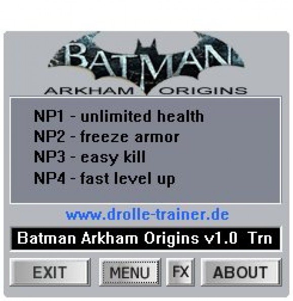 Batman: Arkham Origins +4 Trainer for 1.0 screenshot
