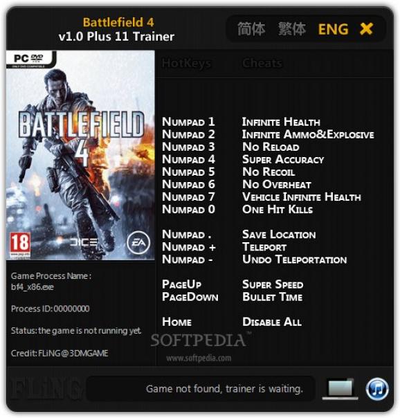 Battlefield 4 +11 Trainer for 1.0 screenshot