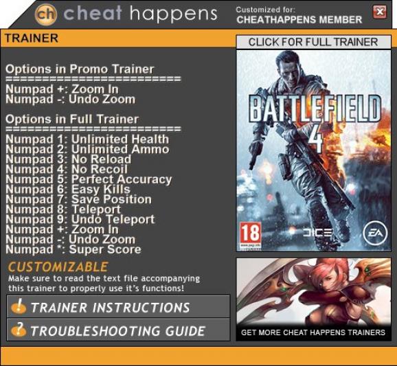 Battlefield 4 +2 Trainer screenshot