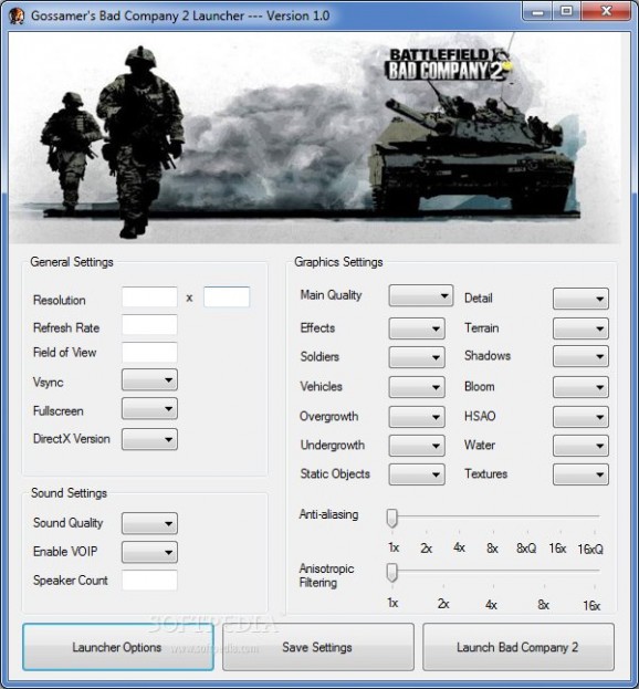 Battlefield: Bad Company 2 - Gossamer's BC2 Launcher screenshot