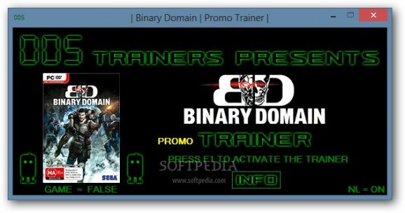 Binary Domain +1 Trainer for 1.0.0.1 Update 1 screenshot
