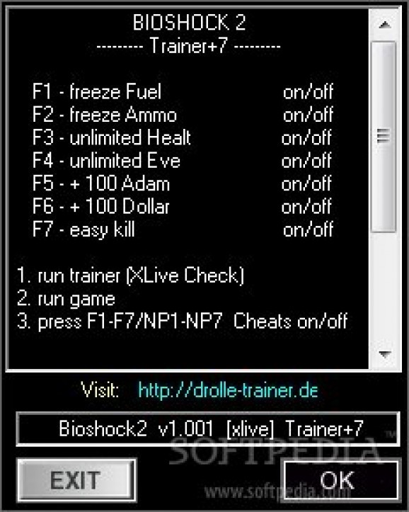 BioShock 2 +7 Trainer for 1.0.0.1 screenshot