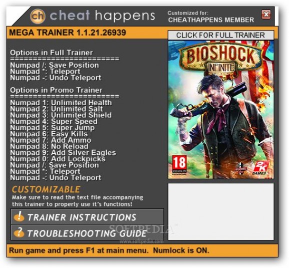 BioShock Infinite +3 Trainer screenshot