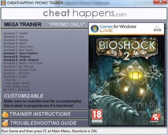 Bioshock 2 +3 Trainer for 1.0.0.1 screenshot