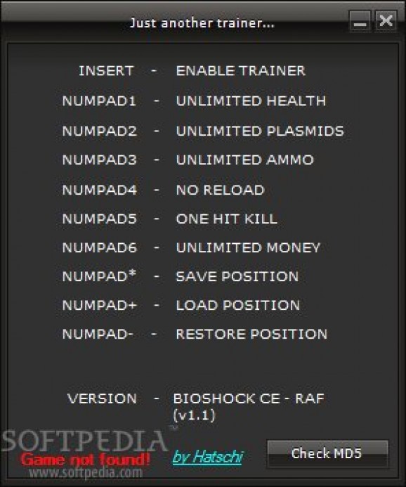 Bioshock Collectors Edition +7 Trainer screenshot