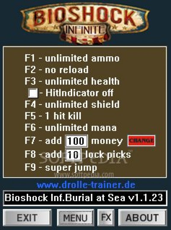 Bioshock Infinite: Burial at Sea +9 Trainer for 1.1.23 ( Episode 1) screenshot