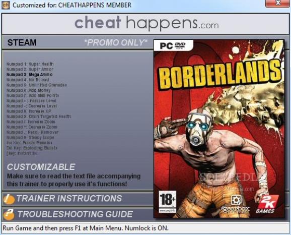 Borderlands +1 Trainer for 1.31 screenshot