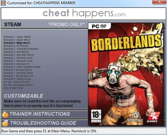 Borderlands +1 Trainer screenshot
