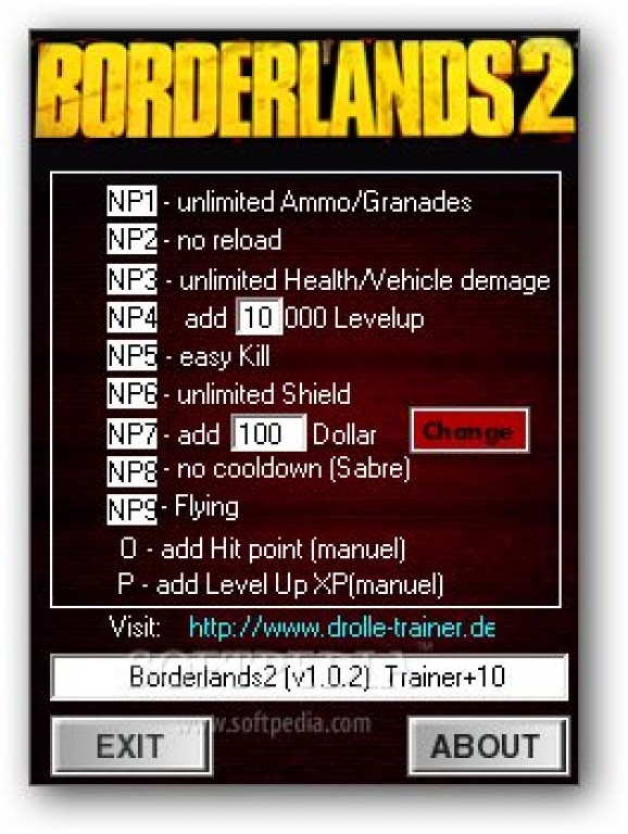 Borderlands 2 +10 Trainer for 1.0.2 screenshot